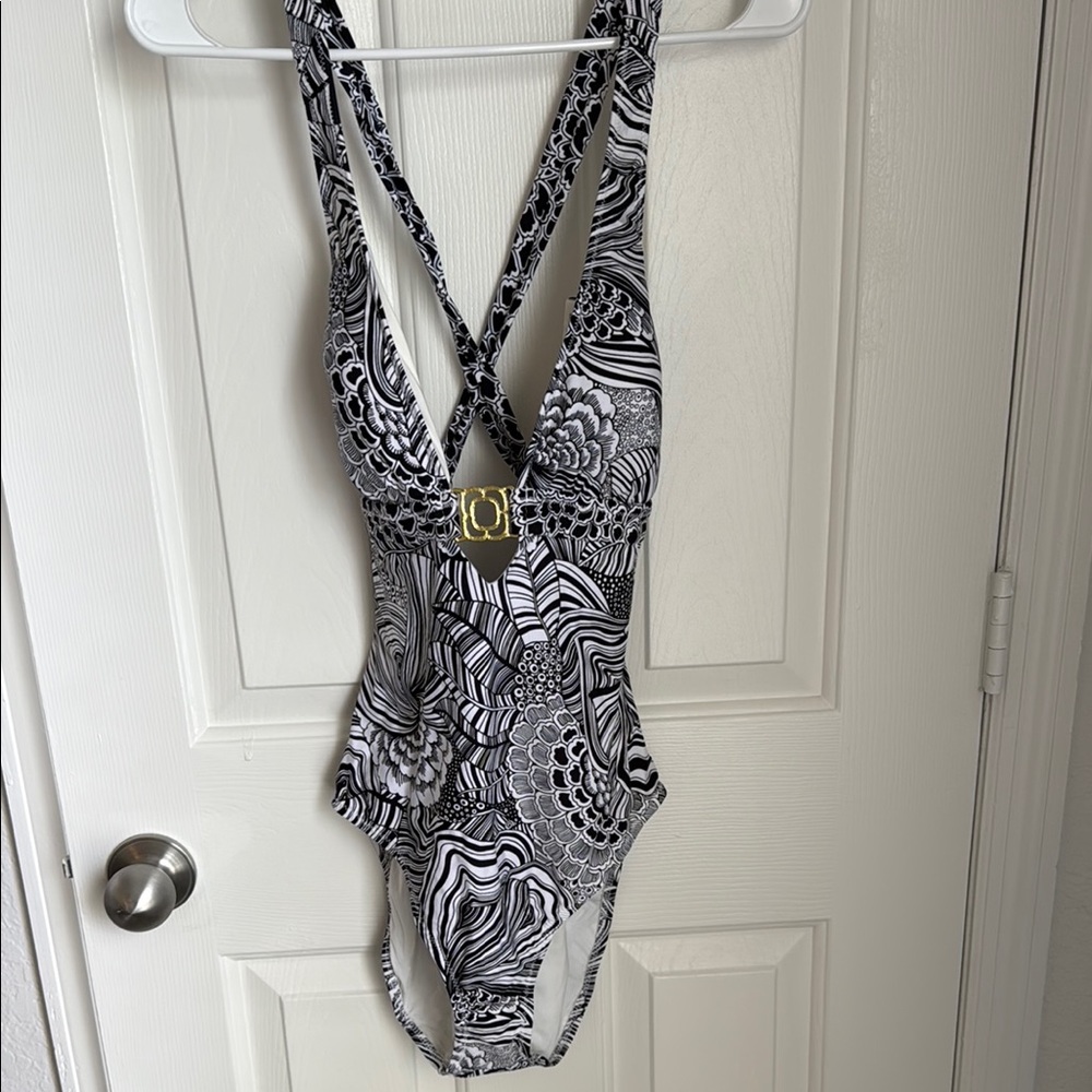Trina Turk Black and White Patterned Swimsuit
